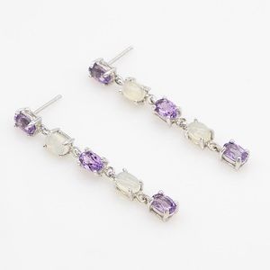 ✨Ethiopian Opal + Amethyst Dangle Earrings SS925